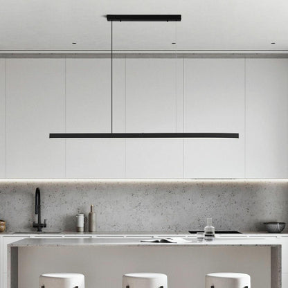 Contemporary Black Linear LED Island Pendant Light