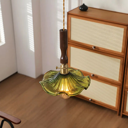 Contemporary Green Clear Glass Flower Pendant Light