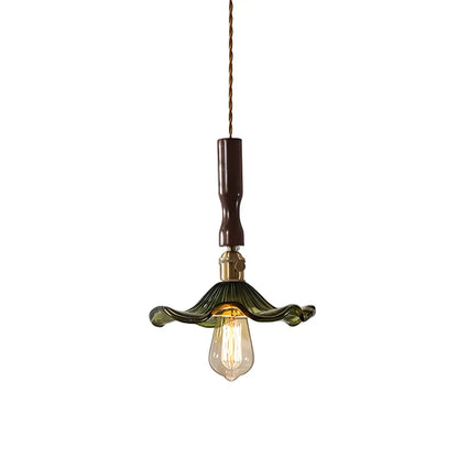 Contemporary Green Clear Glass Flower Pendant Light