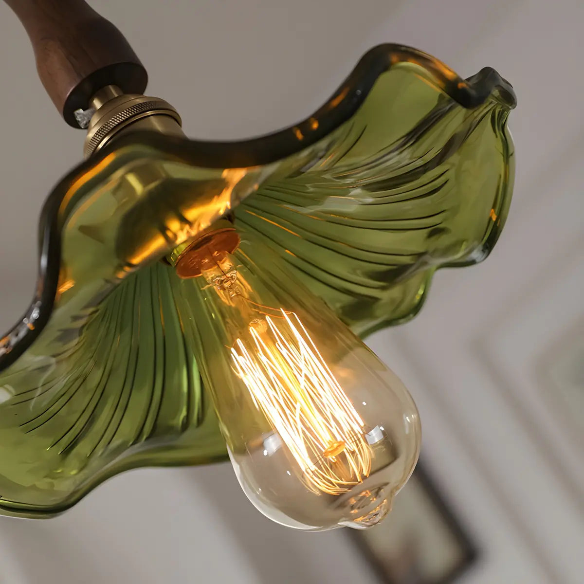 Contemporary Green Clear Glass Flower Pendant Light