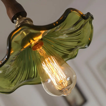 Contemporary Green Clear Glass Flower Pendant Light