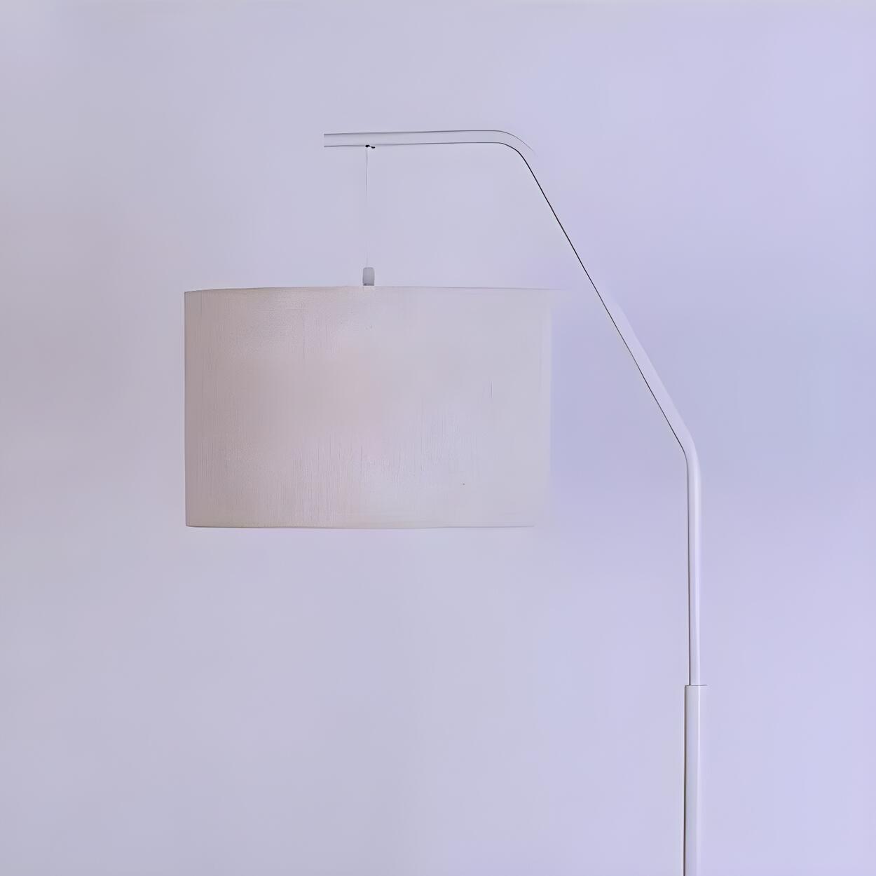 Contemporary Linen Cylinder Shade Arc Floor Lamp