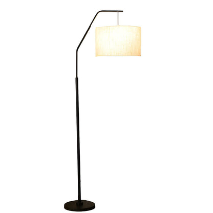 Contemporary Linen Cylinder Shade Arc Floor Lamp