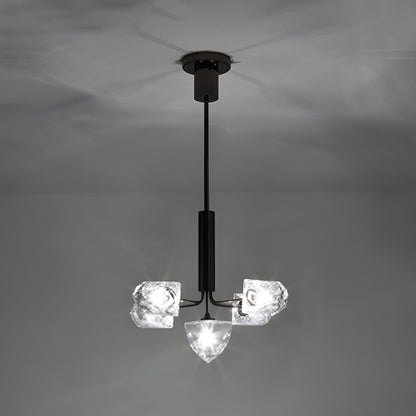 Contemporary Metal Branching Faceted Glass Chandelier