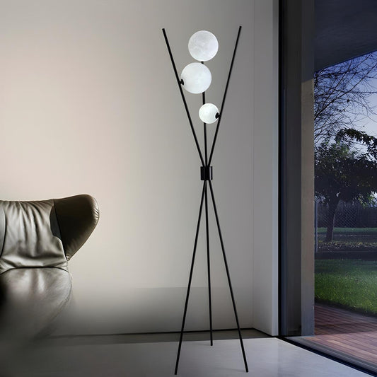 Contemporary Multi-Sphere Black Tripod Floor Lamp