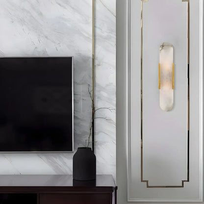 Contemporary Oval Gold Marble Wall Mounted Light