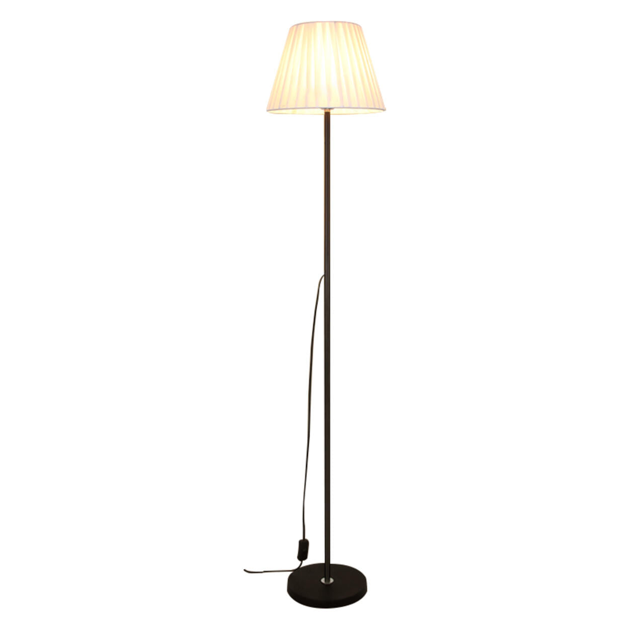 Contemporary Pleated Shade Black Column Floor Lamp