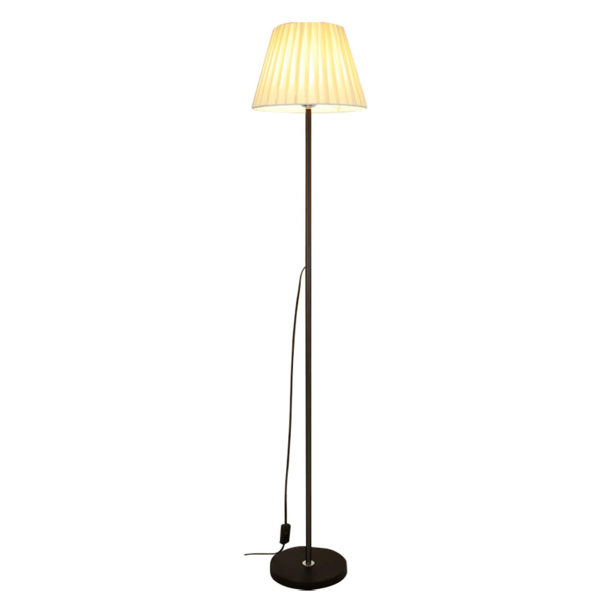 Contemporary Pleated Shade Black Column Floor Lamp