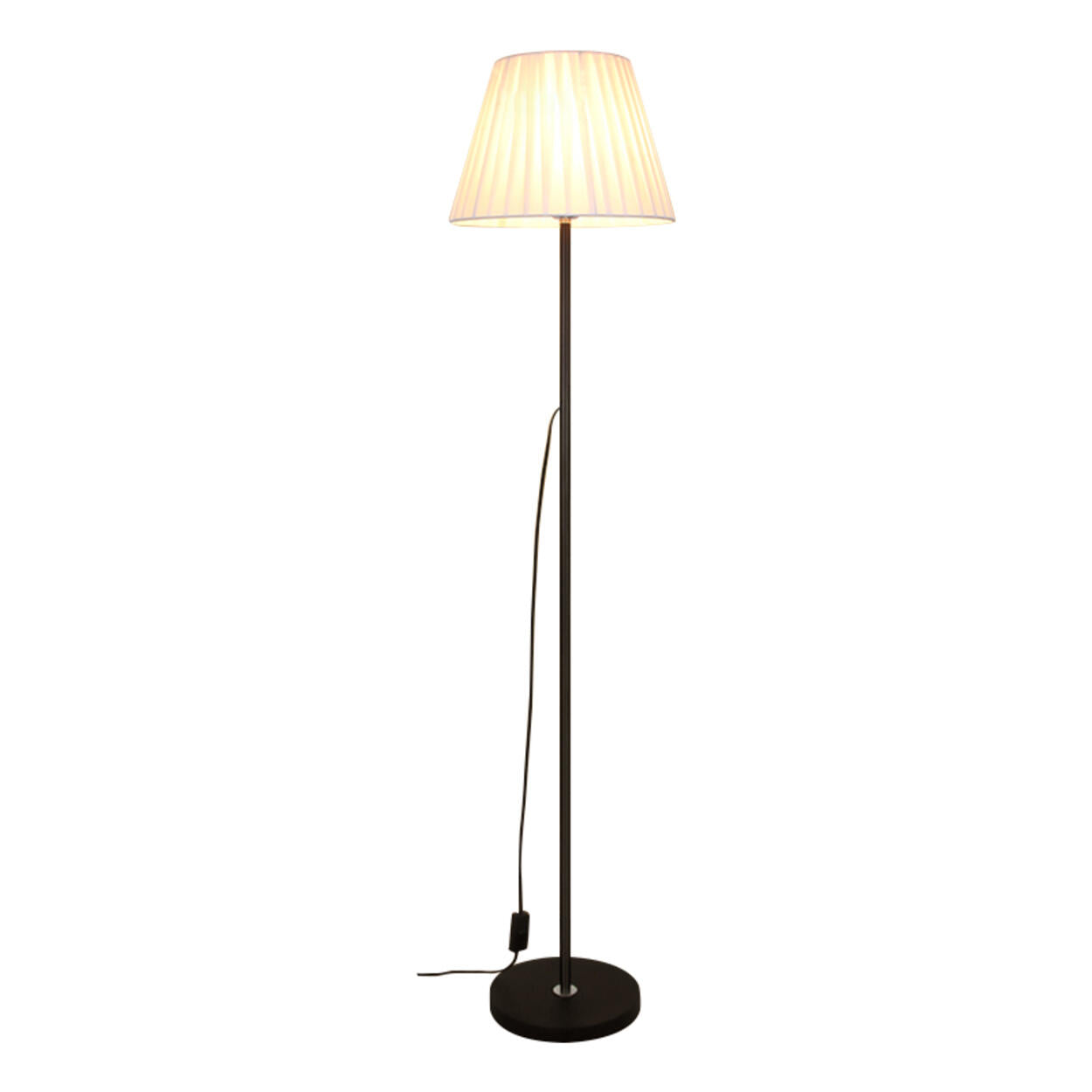 Contemporary Pleated Shade Black Column Floor Lamp