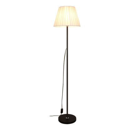 Contemporary Pleated Shade Black Column Floor Lamp