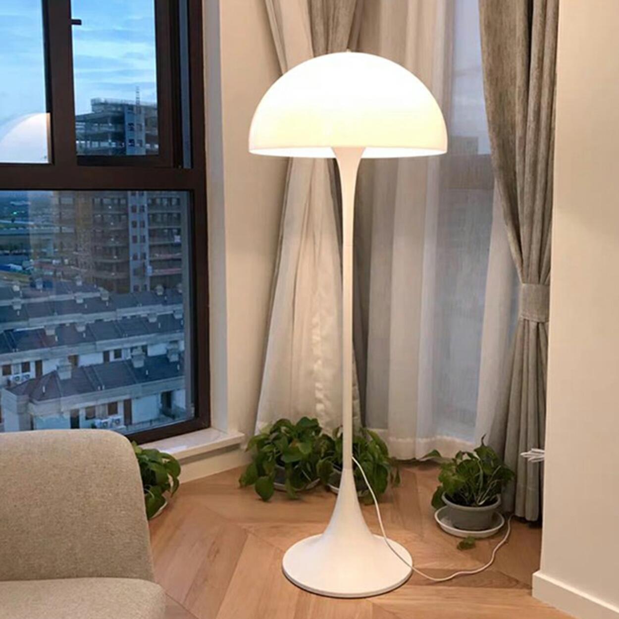 Contemporary White Mushroom Metal LED Floor Lamp