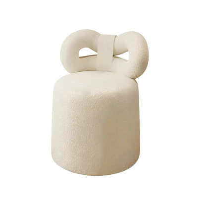 Cream Drum Upholstered Bow Back Swivel Vanity Stool