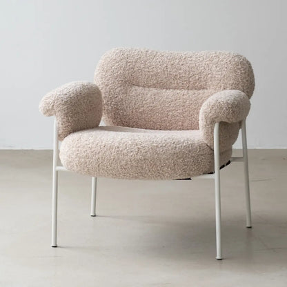 Cream Sherpa Fixed Back Tufted Four Legs Arm Chair