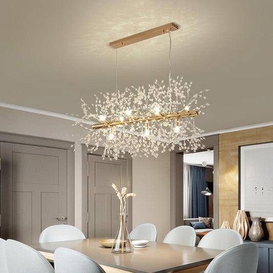 Crystal Branch Modern Gold Island Chandelier Light