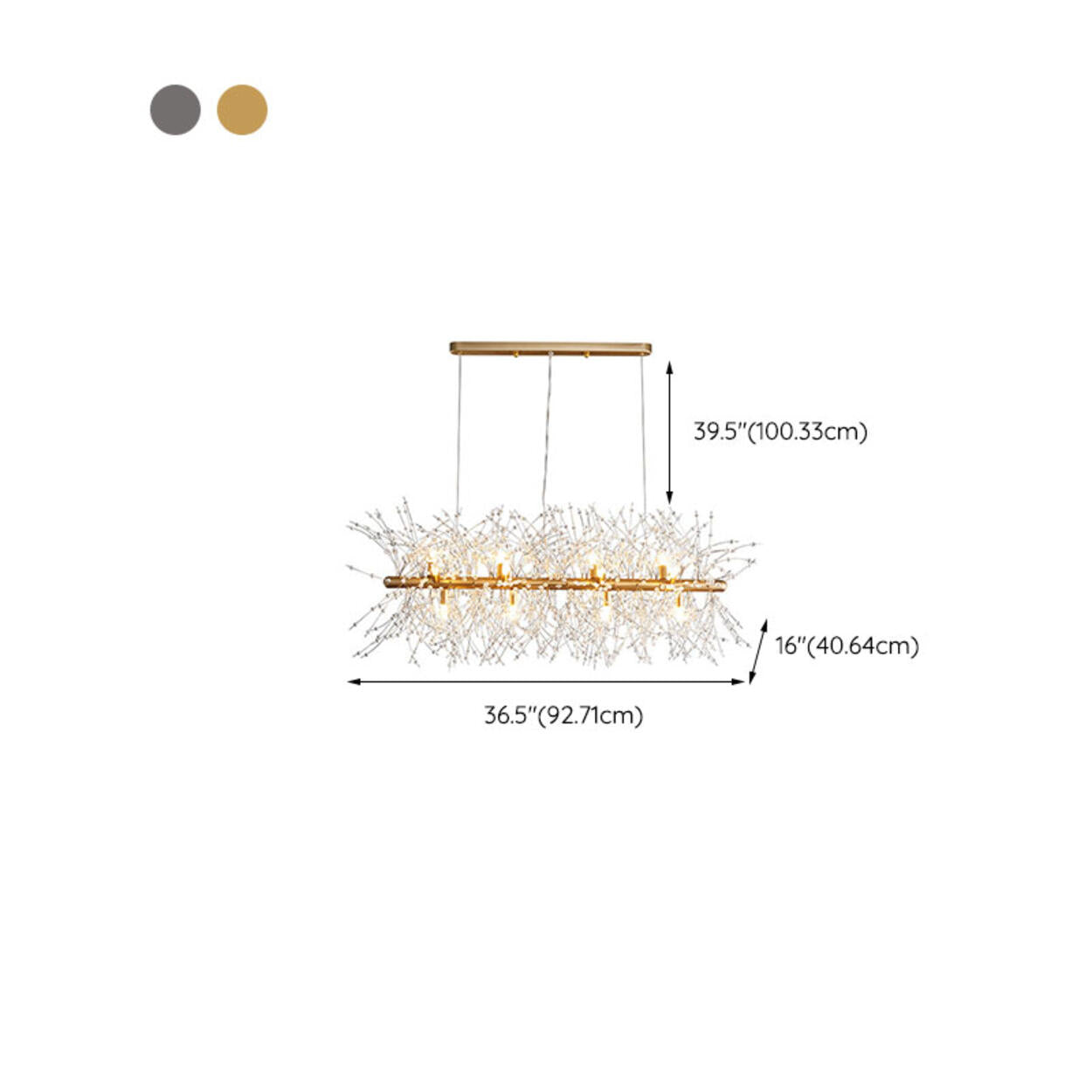 Crystal Branch Modern Gold Island Chandelier Light