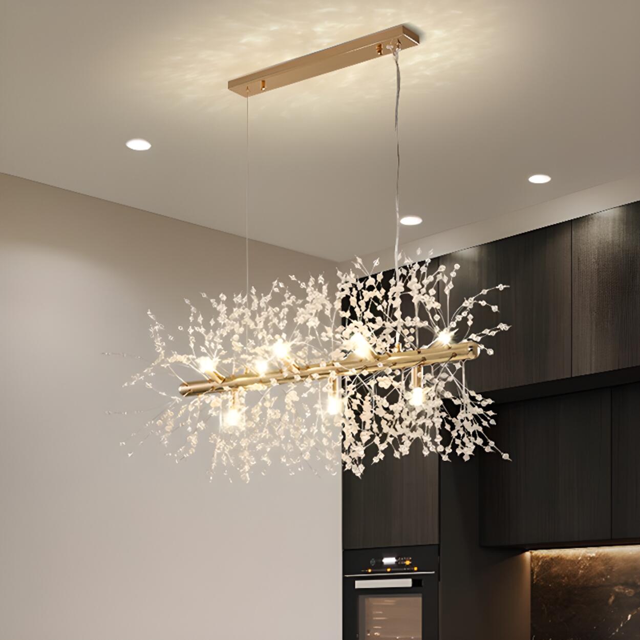 Crystal Branch Modern Gold Island Chandelier Light