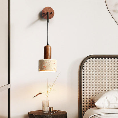 Cylinder Brown and Beige Bedside Pendant Wall Sconce