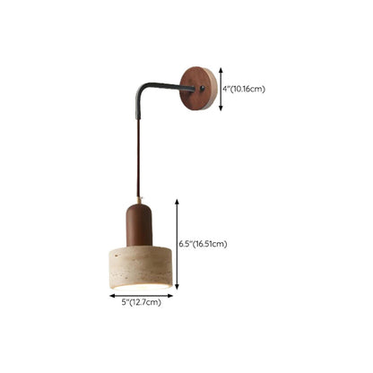 Cylinder Brown and Beige Bedside Pendant Wall Sconce