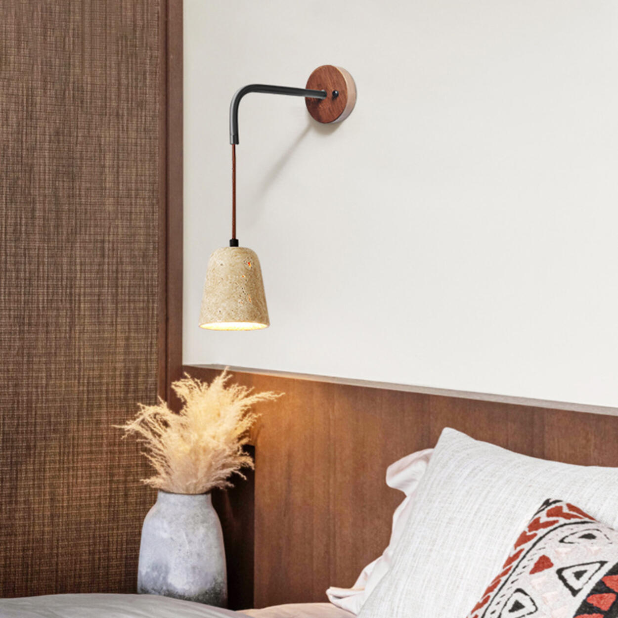 Cylinder Brown and Beige Bedside Pendant Wall Sconce