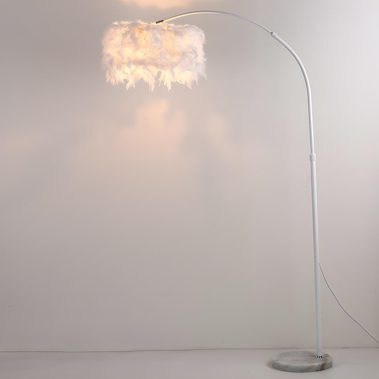 Elegant Adjustable Height Feather Arc Floor Lamp