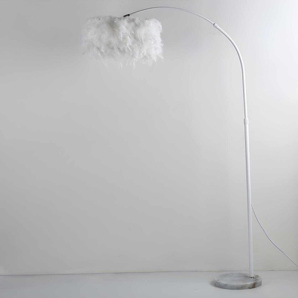 Elegant Adjustable Height Feather Arc Floor Lamp