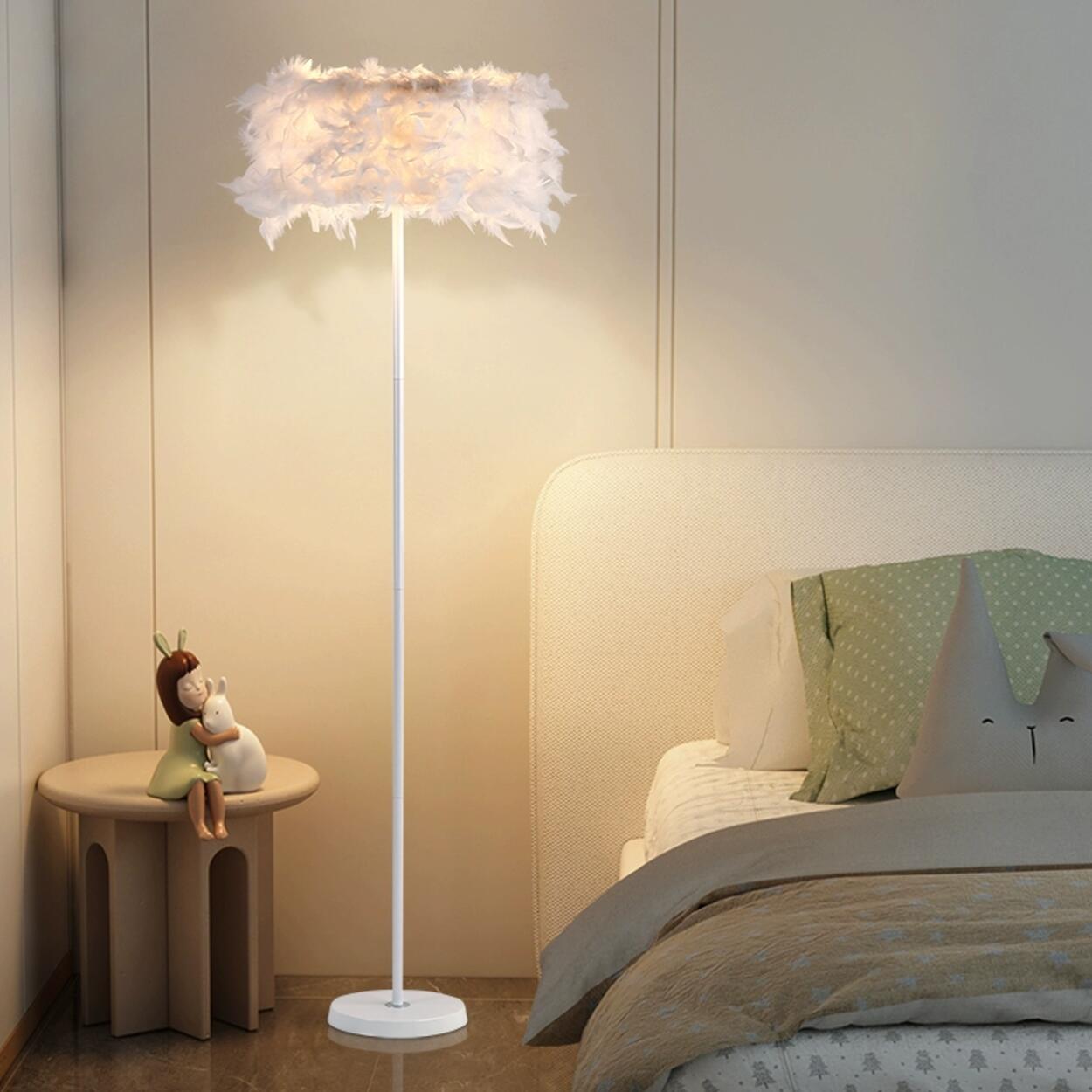 Elegant Adjustable Height Feather Arc Floor Lamp