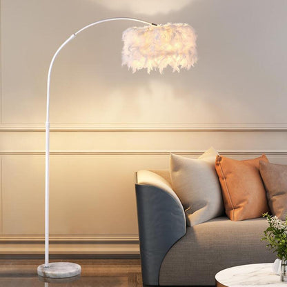 Elegant Adjustable Height Feather Arc Floor Lamp