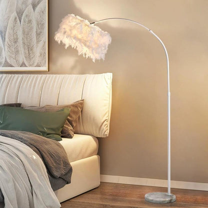 Elegant Adjustable Height Feather Arc Floor Lamp