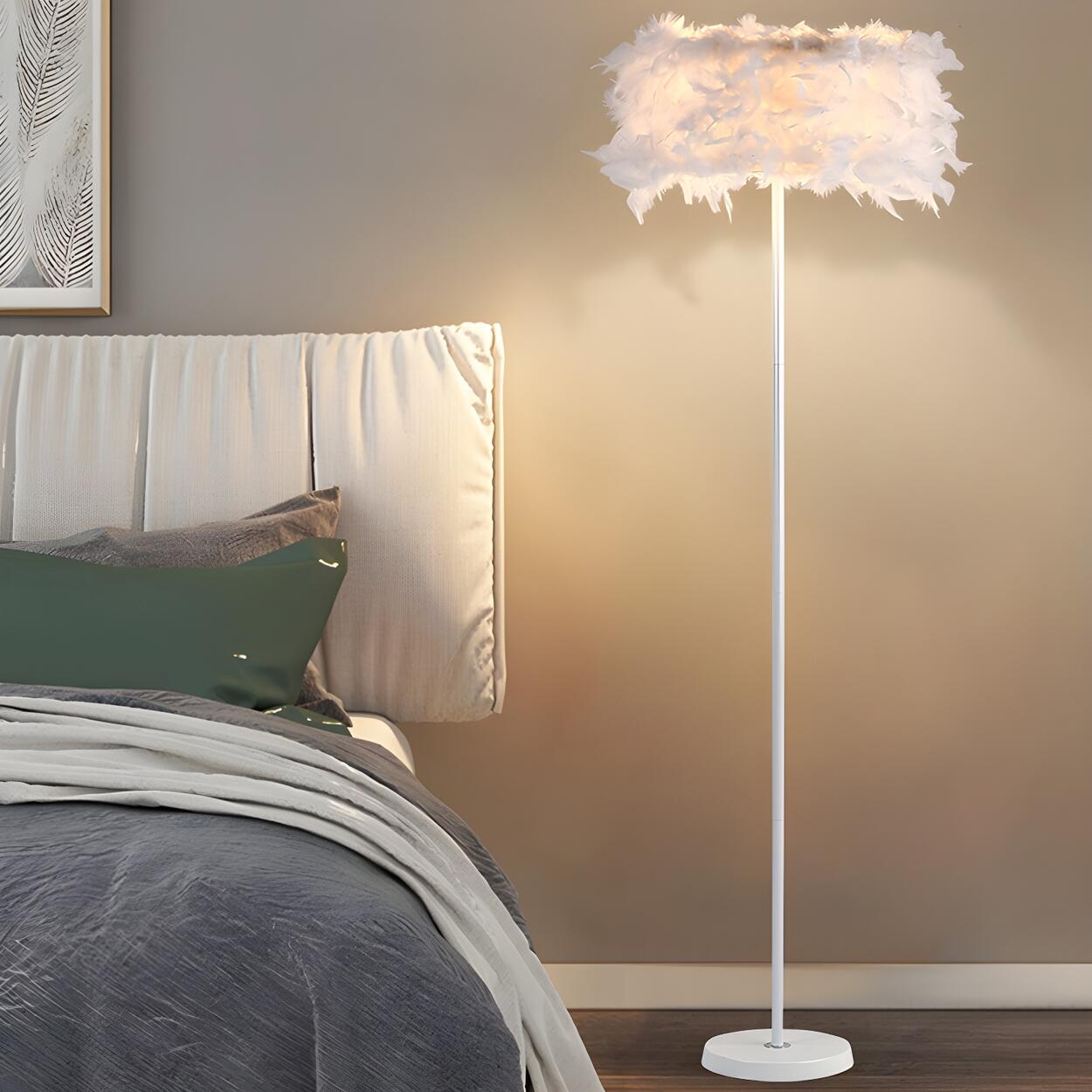 Elegant Adjustable Height Feather Arc Floor Lamp