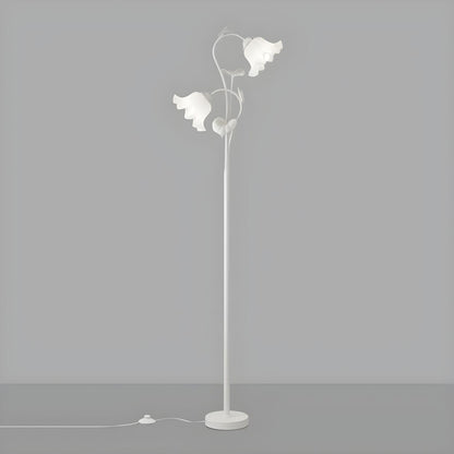 Elegant Floral and Green Metal Stand Floor Lamp