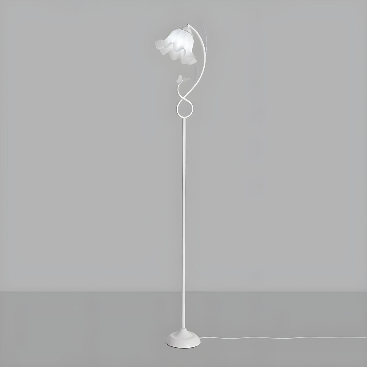 Elegant Floral and Green Metal Stand Floor Lamp