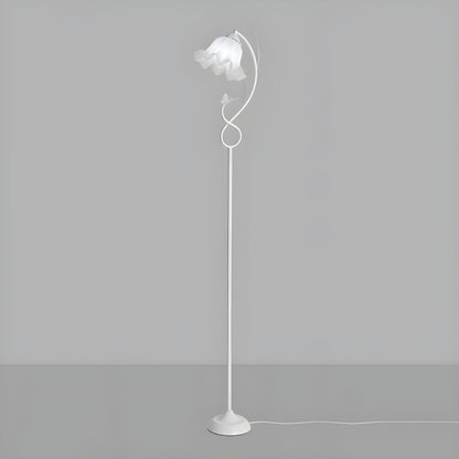 Elegant Floral and Green Metal Stand Floor Lamp