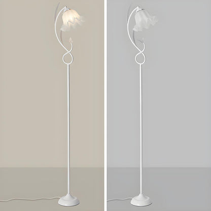 Elegant Floral and Green Metal Stand Floor Lamp