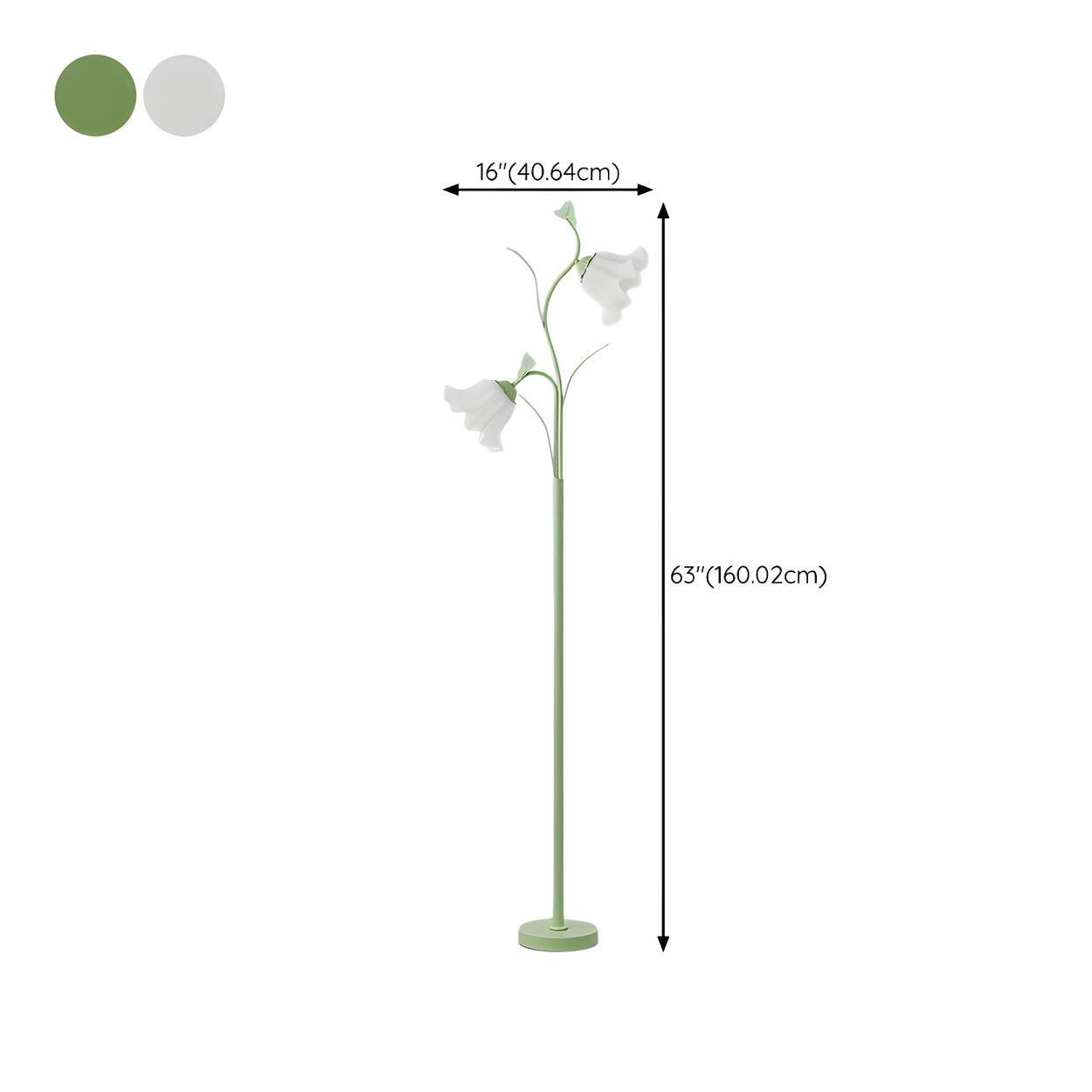 Elegant Floral and Green Metal Stand Floor Lamp