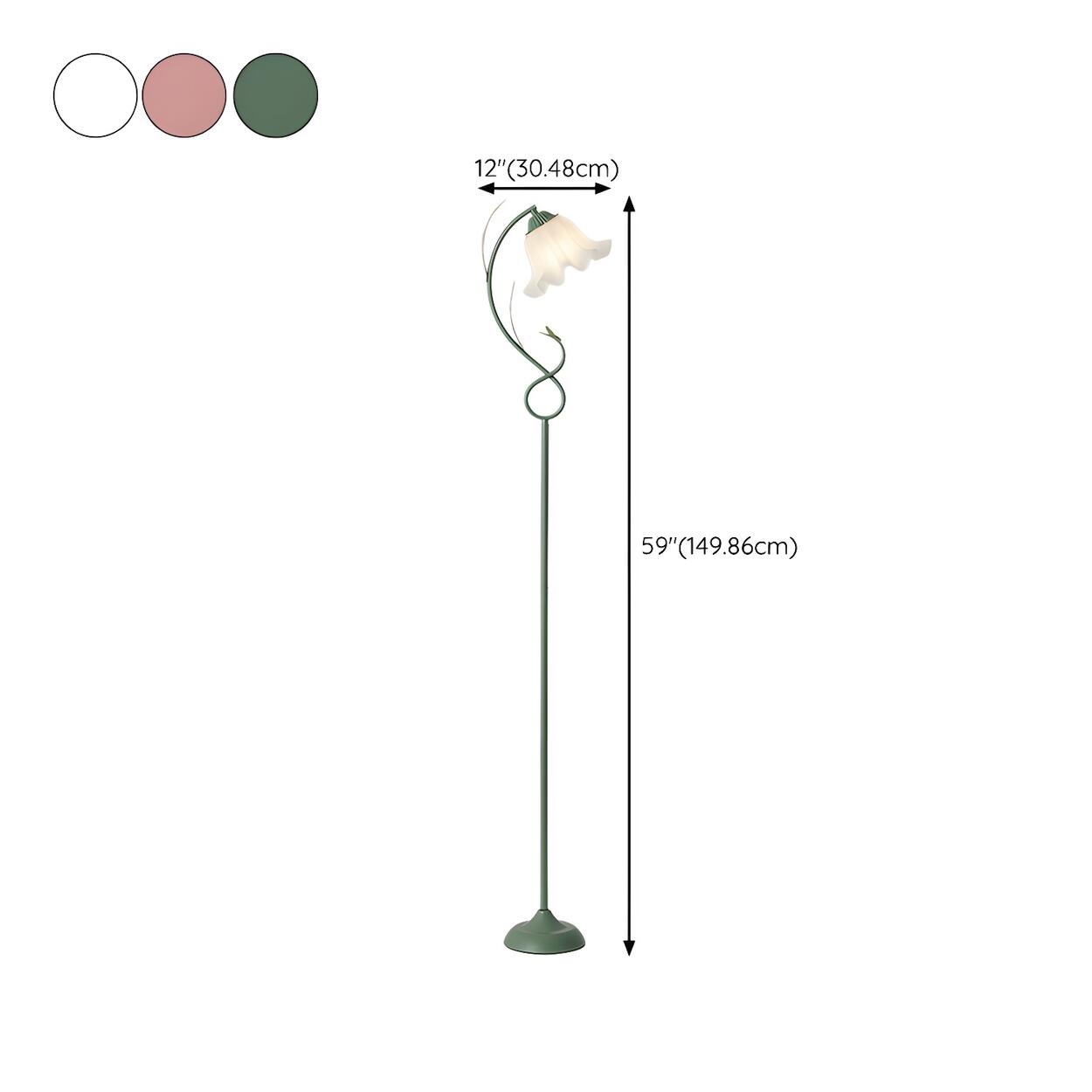 Elegant Floral and Green Metal Stand Floor Lamp