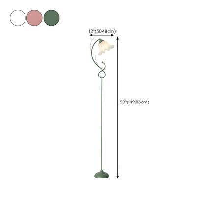 Elegant Floral and Green Metal Stand Floor Lamp