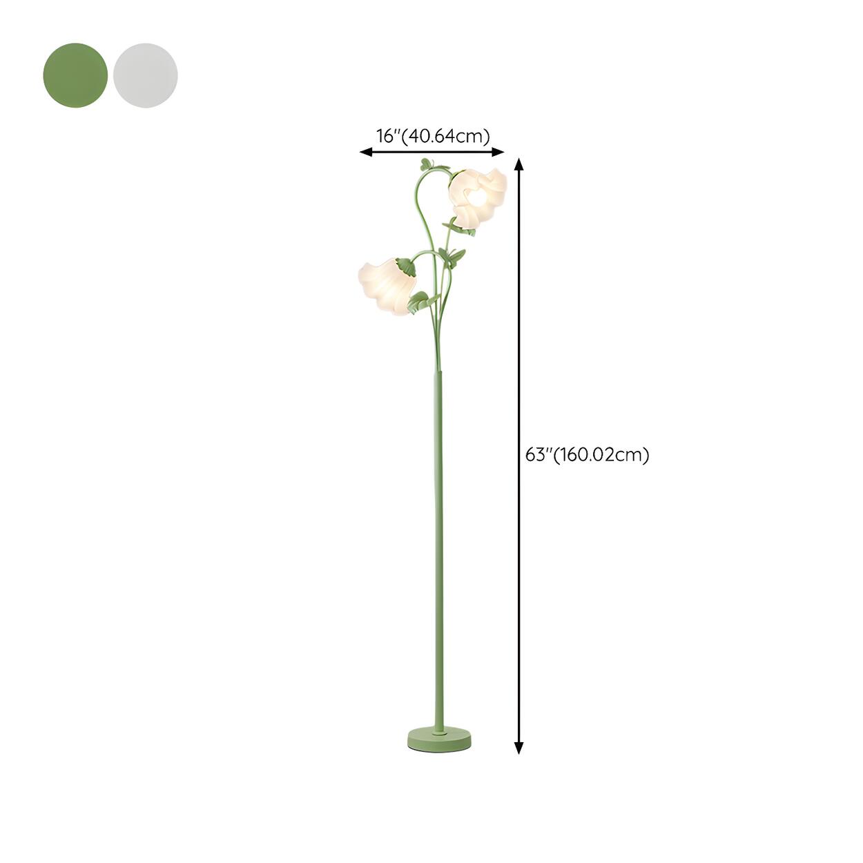 Elegant Floral and Green Metal Stand Floor Lamp