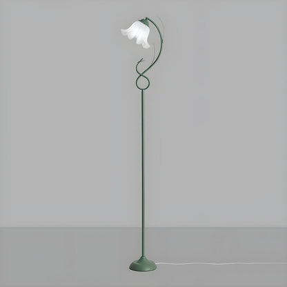 Elegant Floral and Green Metal Stand Floor Lamp