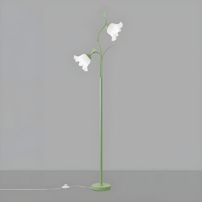 Elegant Floral and Green Metal Stand Floor Lamp