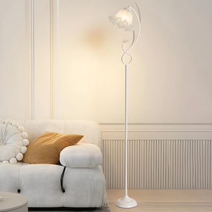 Elegant Floral and Green Metal Stand Floor Lamp