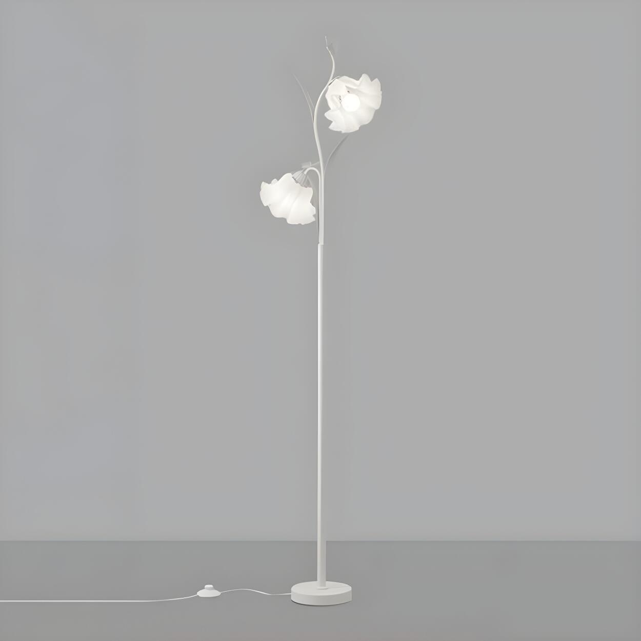 Elegant Floral and Green Metal Stand Floor Lamp