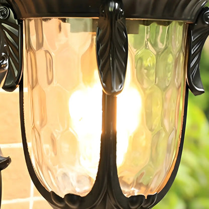 Elegant Lantern Bronze Glass Outdoor LED Wall Lamp