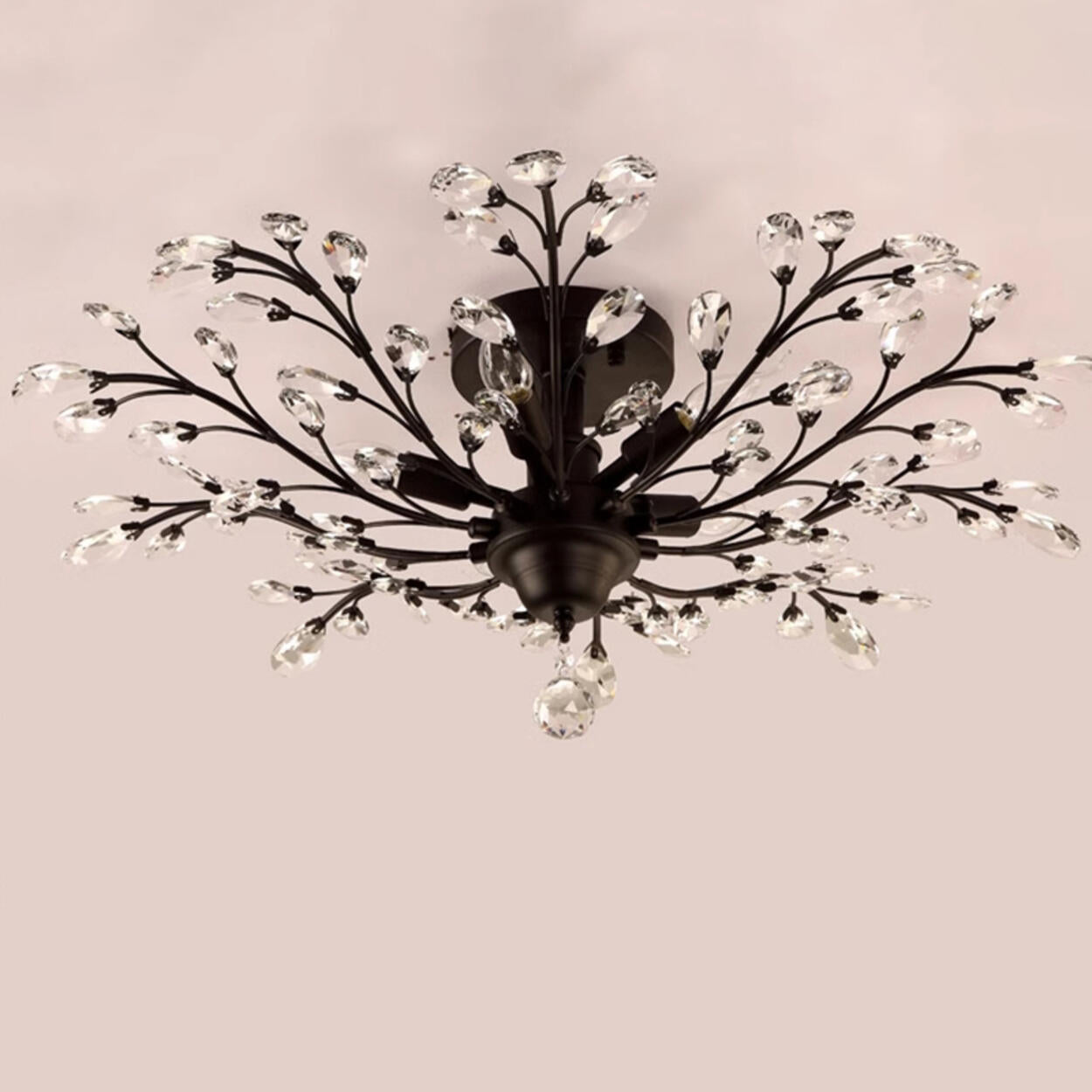 Elegant Large Crystal Branch Semi-Flush Mount Light