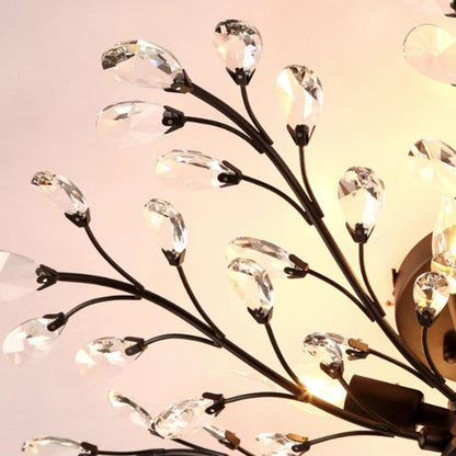 Elegant Large Crystal Branch Semi-Flush Mount Light