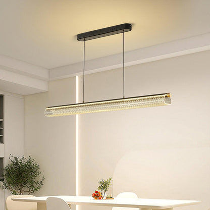 Elegant Linear Glass Cylinder Island Pendant Light