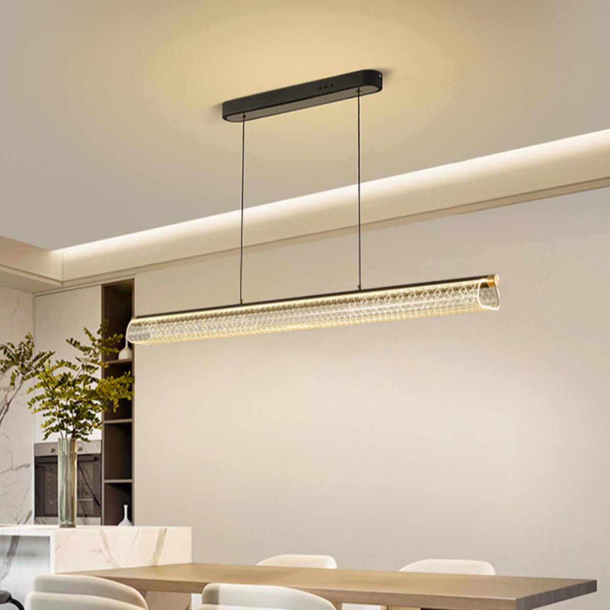 Elegant Linear Glass Cylinder Island Pendant Light