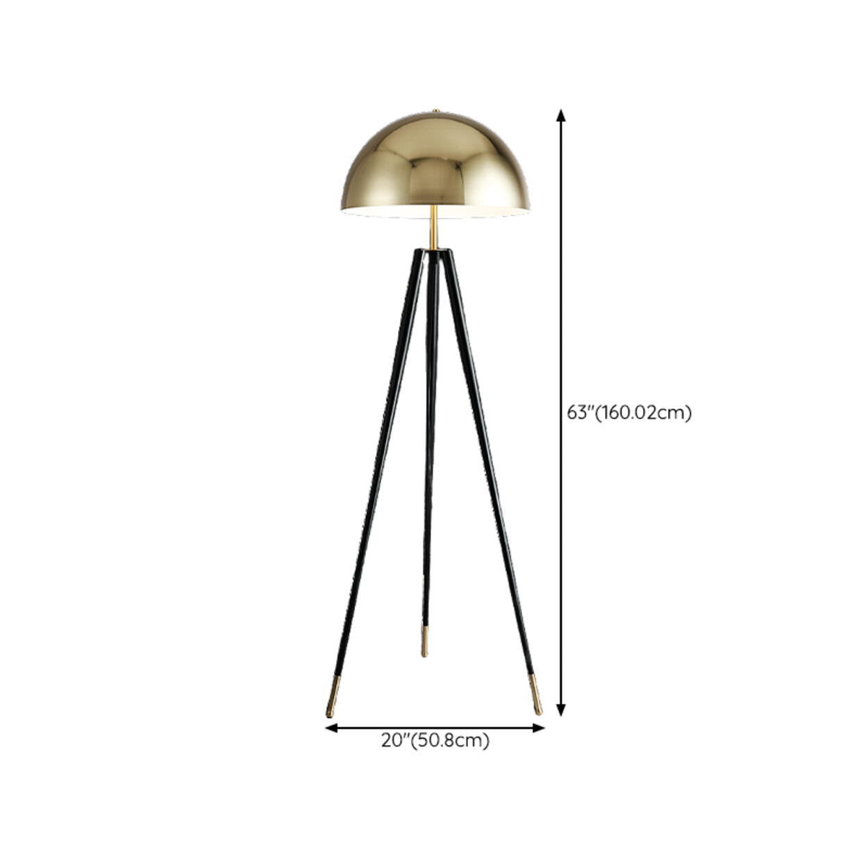 Elegant Metal Tripod Dome Floor Lamp Foot Switch