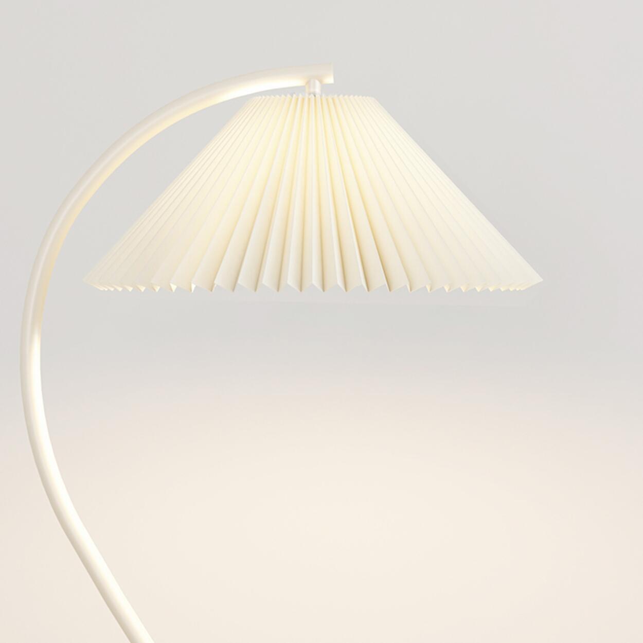 Elegant Pleated Fabric Cream Curved Floor Lamp