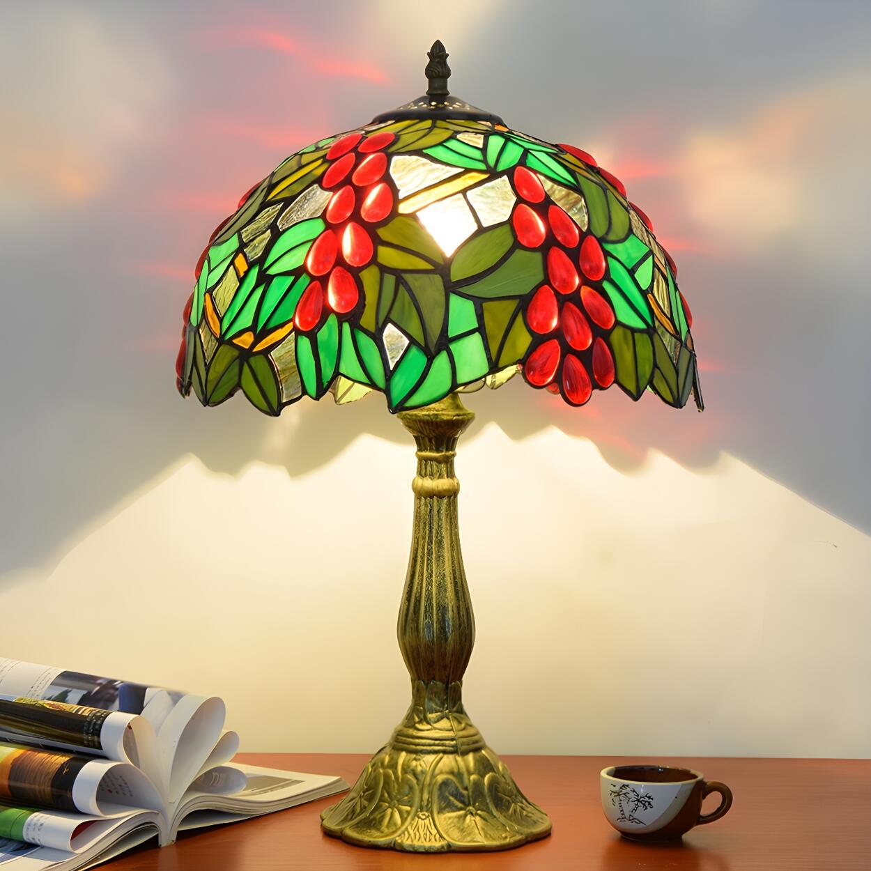 Elegant Tiffany Stained Glass Dome Decor Table Lamp