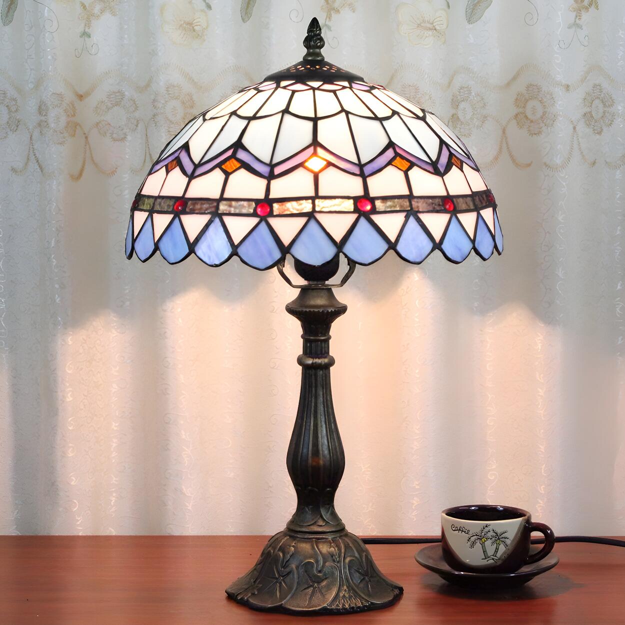 Elegant Tiffany Stained Glass Dome Decor Table Lamp